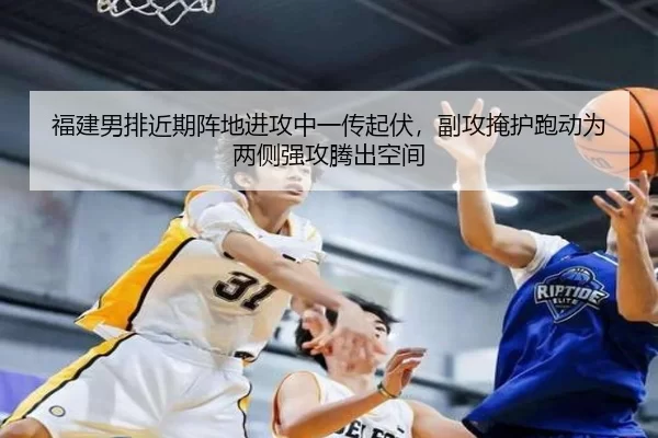 福建男排近期阵地进攻中一传起伏，副攻掩护跑动为两侧强攻腾出空间